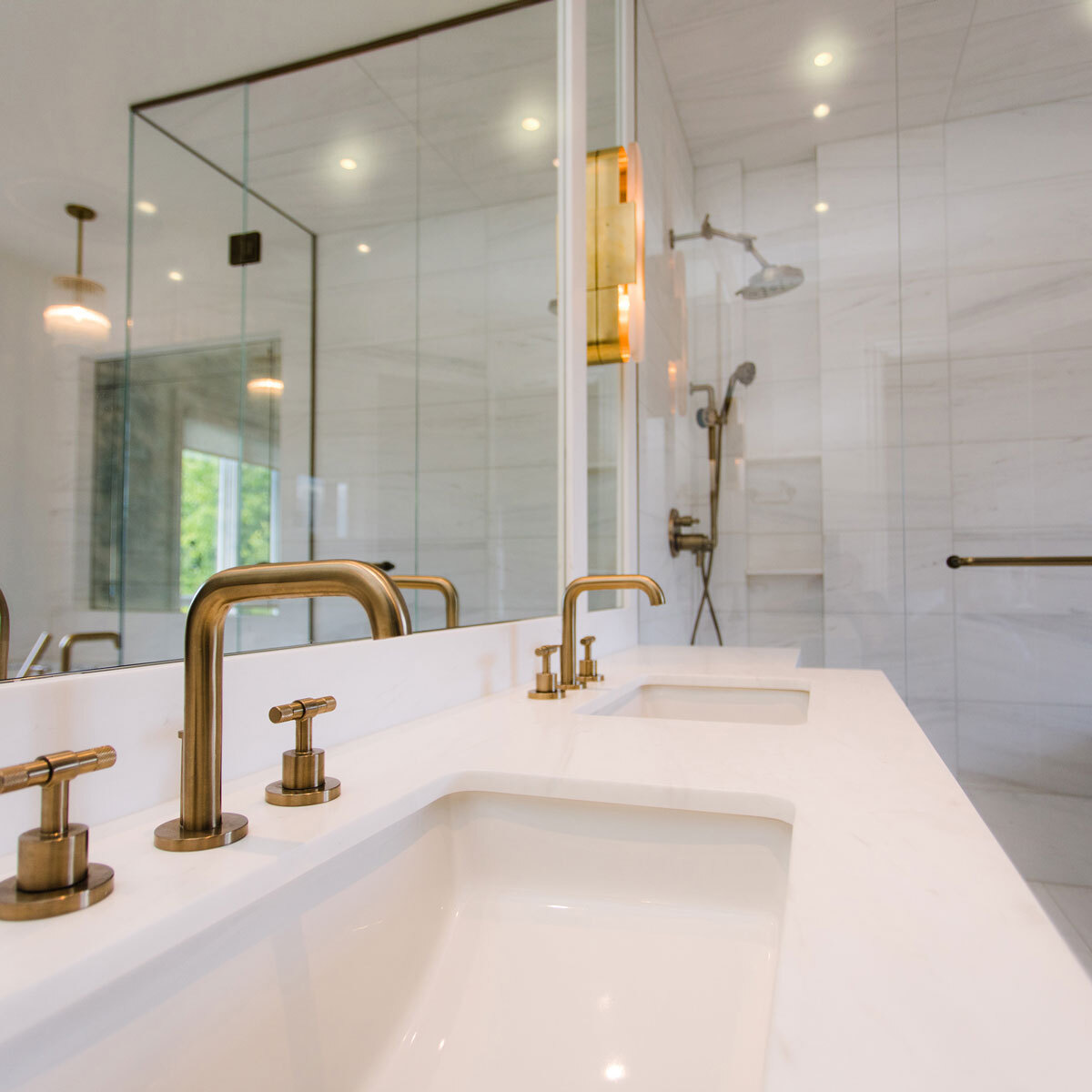 Lifestyle image of lights in bathroom setting