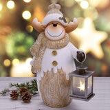 Christmas  Moose Woodchip Figures with LED Lanterns