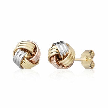 14ct Tri Colour Gold Knot Earrings