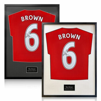 Wes Brown Signed Framed Manchester United Football Shirt in 2 Options: White or Black Mount