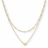 14ct Yellow Gold Double Chain Heart Necklace 14ct Yellow Gold Double Chain Heart Necklace