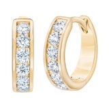 0.50ctw Round Brilliant Cut Diamond Huggie Hoop Earrings, 14ct Yellow Gold