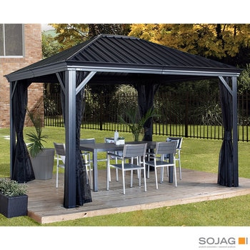 Sojag Marsala 10ft x 12ft (2.98 x 3.63m) Sun Shelter with Galvanised Steel Roof + Insect Netting