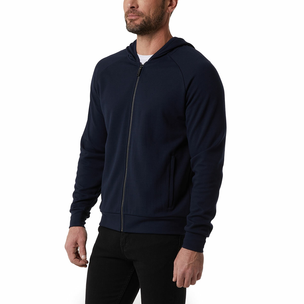 32 Degrees Men's Pique Full Zip Hoodie in Navy