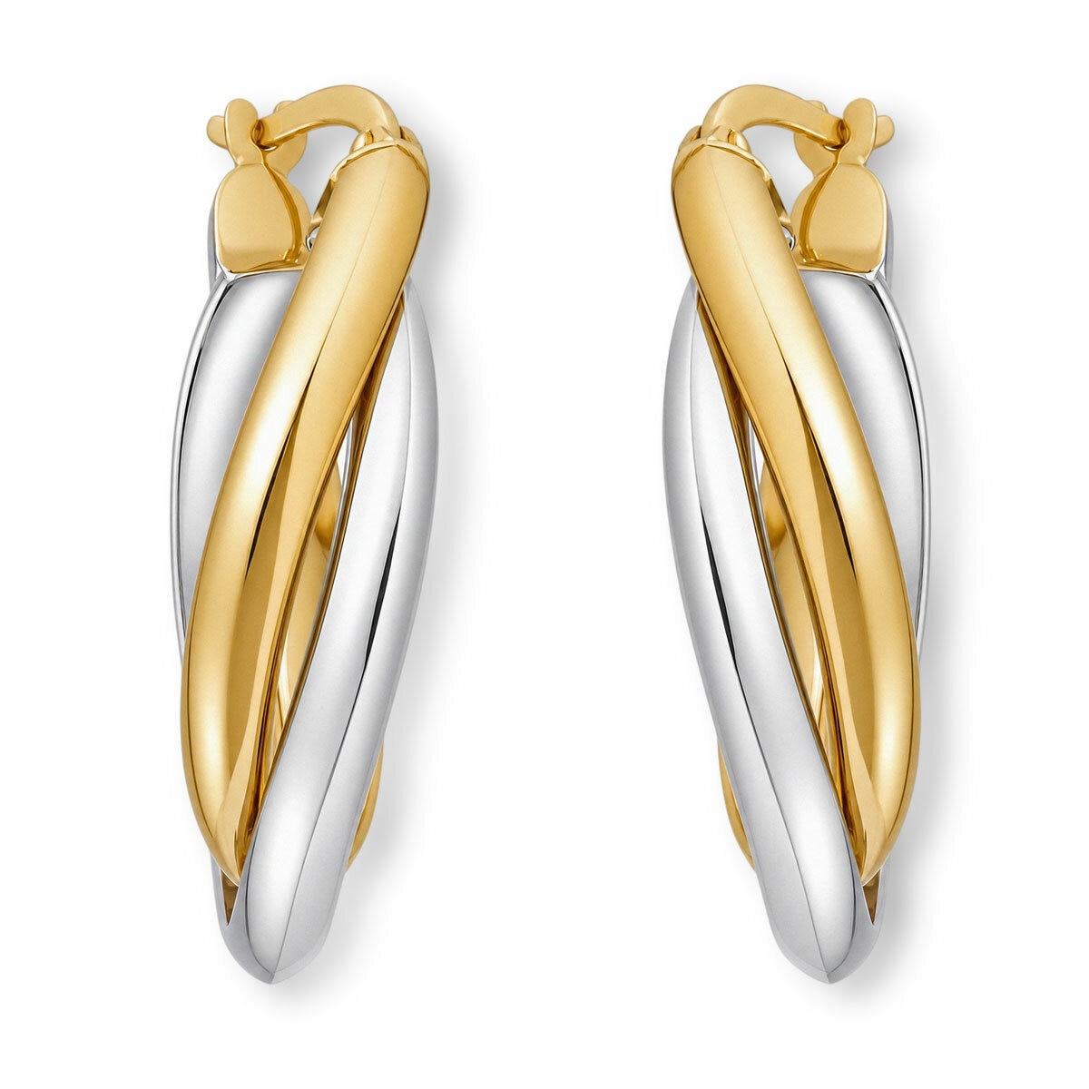 14ct Yellow & White Gold Wave Hoop Earrings 14ct Yellow & White Gold Wave Hoop Earrings