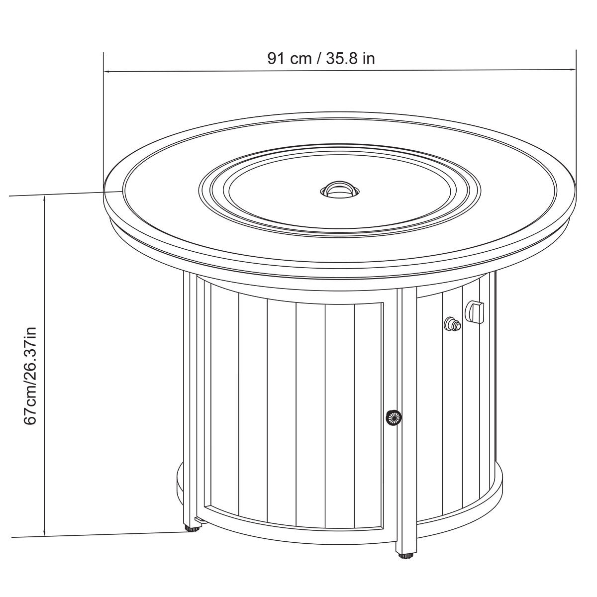 SunVilla Madison 36" (91cm) Fire Table + Cover