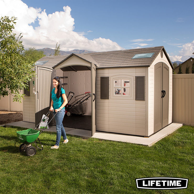 Installed Lifetime 15ft x 8ft (4.6 x 2.4m) Dual Entry Storage Shed with