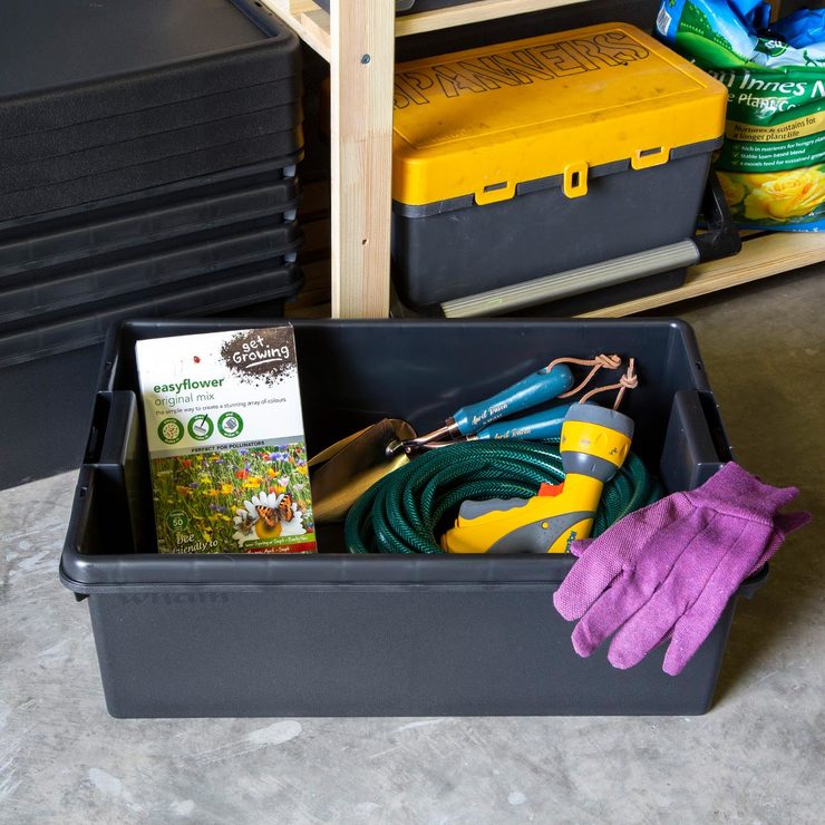 Wham 36l Recycled Heavy Duty Plastic Storage Box With Lid 5 Pack Costco Uk
