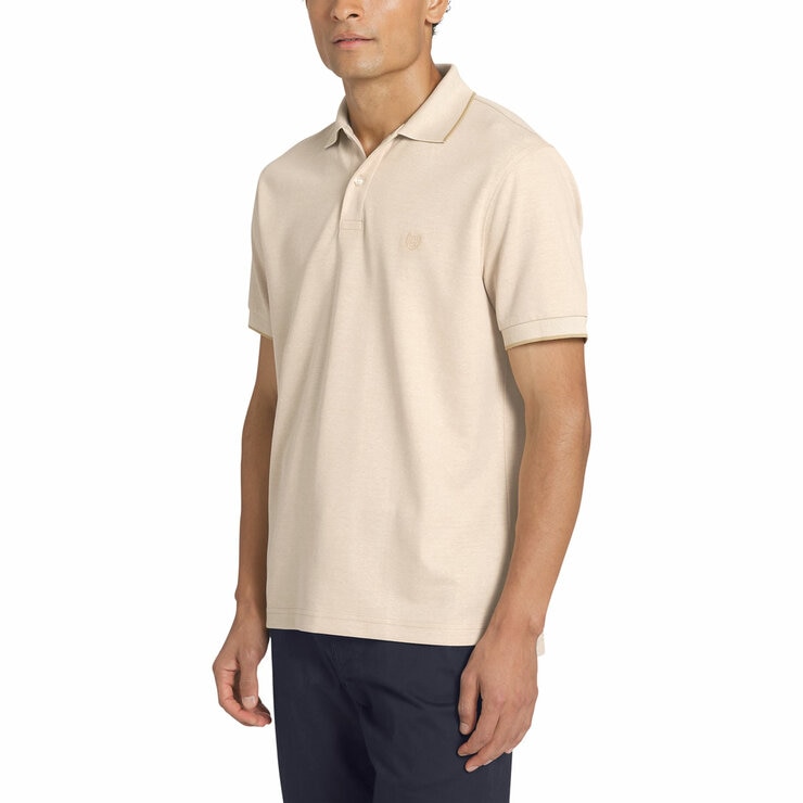 Chaps Men's Birdseye Pique Polo Shirt in Beige