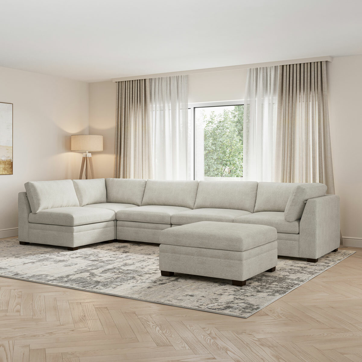 Thomasville Tisdale Taupe 6 Piece Modular Fabric Sofa Thomasville Tisdale Taupe 6 Piece Modular Fabric Sofa