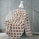 Monte & Jardin Printed Velvet Throw in Taupe Geo, 152 x 177 cm