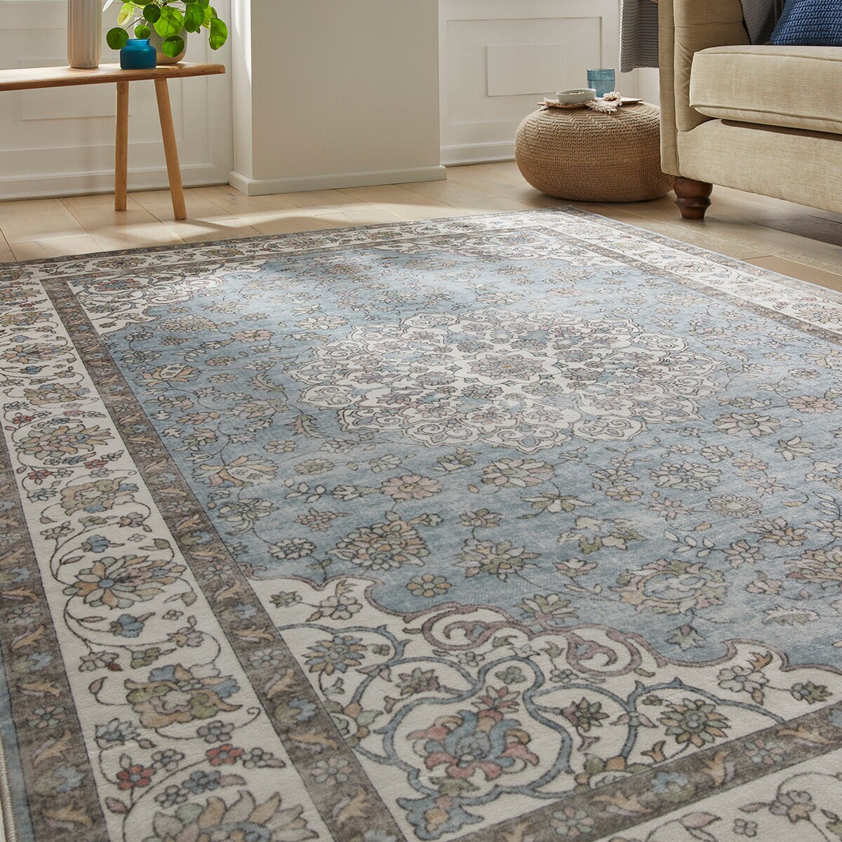 Concept Looms Liberty Blue Washable Rug, in 3 Sizes