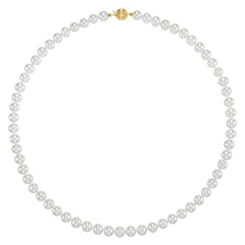 6.5-7mm Cultured Freshwater White Pearl Strand Necklace, 14ct Yellow Gold