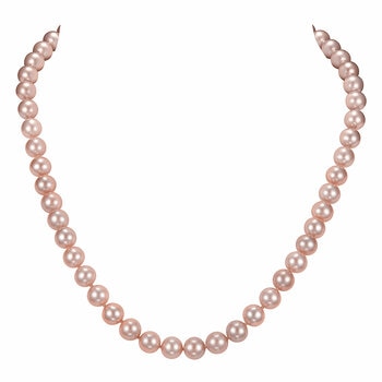 8-8.5mm Cultured Freshwater Pink Pearl Necklace, 18ct Rose Gold