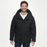 Andrew Marc Men's Textured Coat in Charcoal Black and 4 Sizes