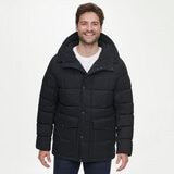 Andrew Marc Men's Textured Coat in Charcoal Black