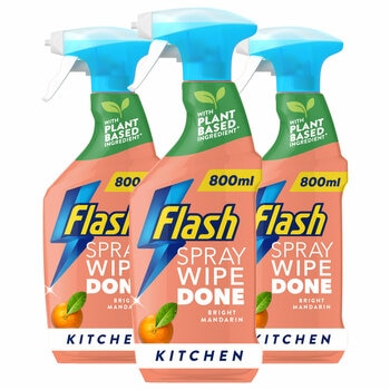 Flash Spray Wipe Done Bright Mandarin, 3 x 800ml
