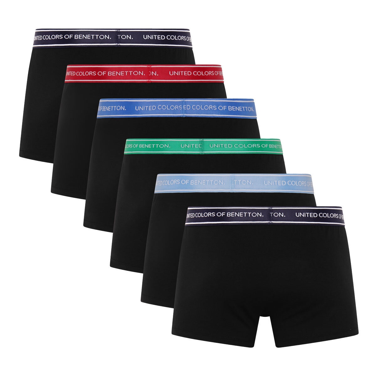 United Colors of Benetton Men's Boxer 6 Pack in Black