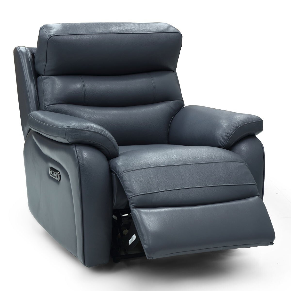 Fletcher Blue Leather Power Recliner Armchair with Power Headrest