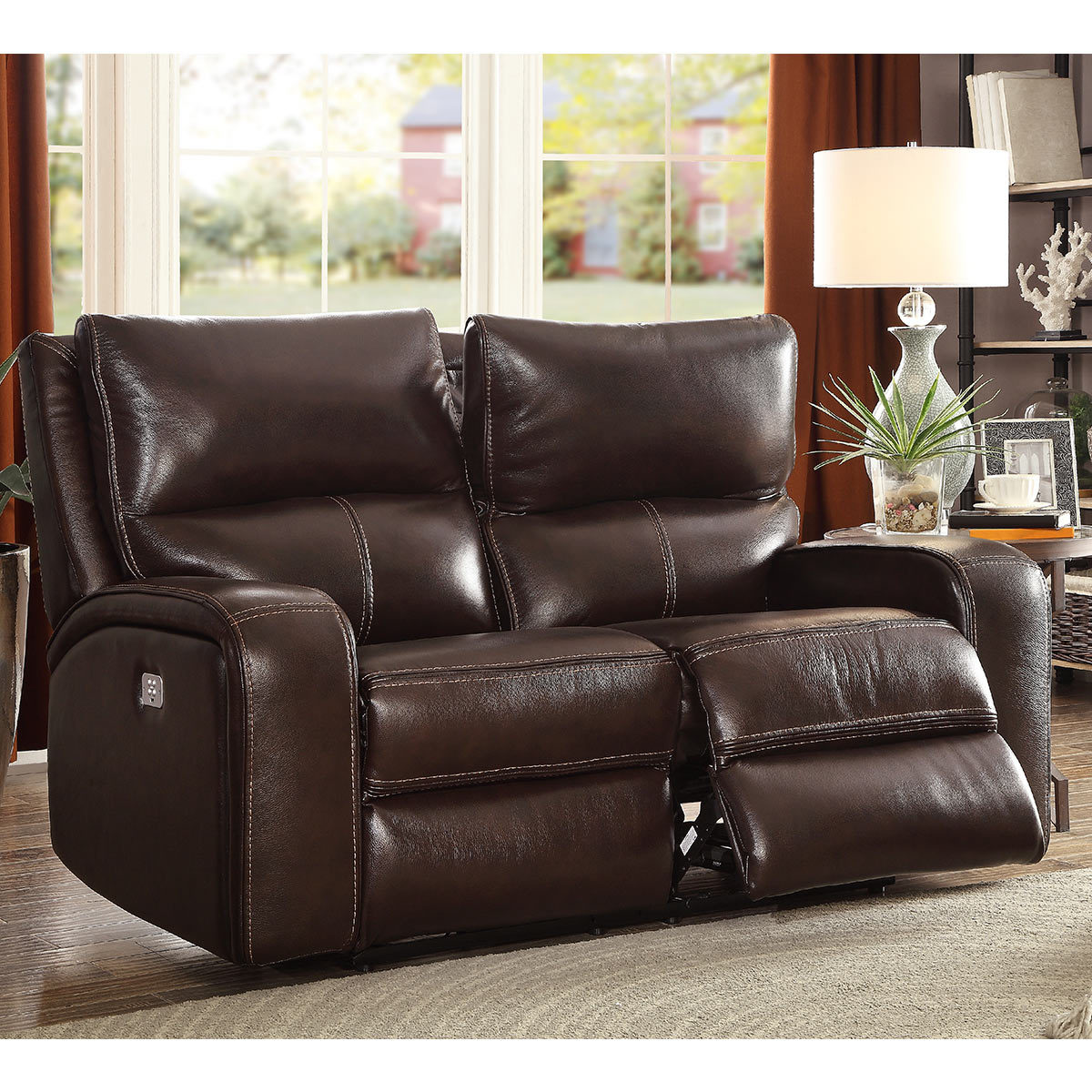 Zach 2 Seater Brown Leather Power Recliner Sofa Costco UK