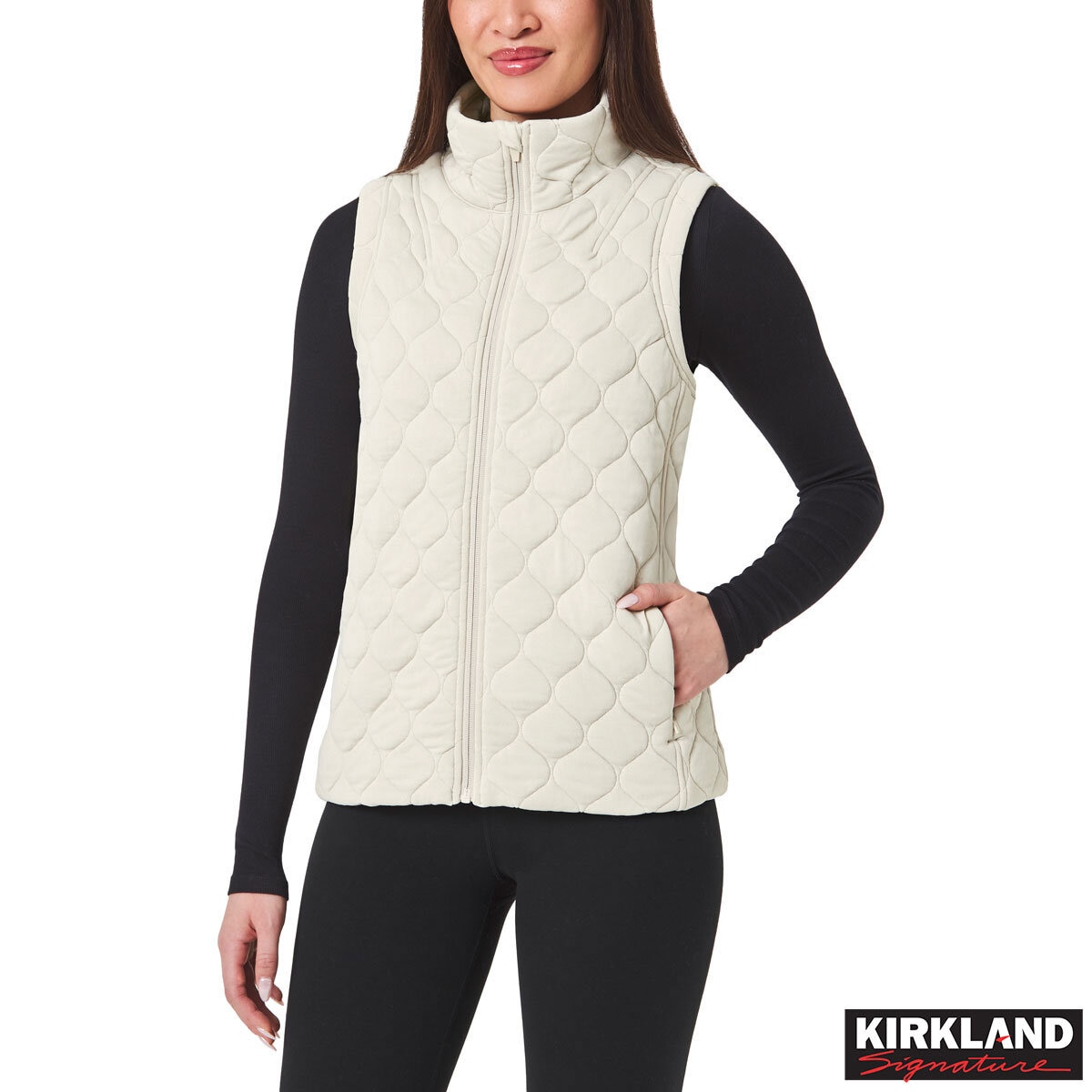 Kirkland Signature Women's Quilted Vest in Cream