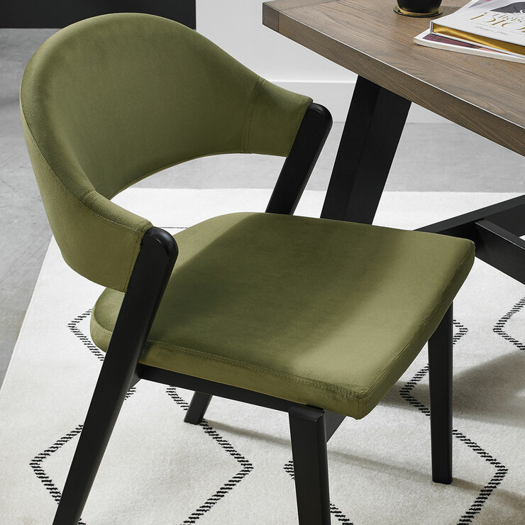 Bentley Designs Camden Peppercorn Cedar Velvet Dining Chair, 2 Pack