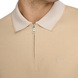 DKNY Men's Zip Collar Polo in Beige, Medium