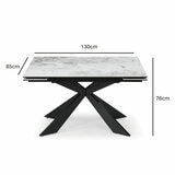 Indus Valley Kia Ceramic Extending Dining Table + 6 Black Chairs, Seats 6-8