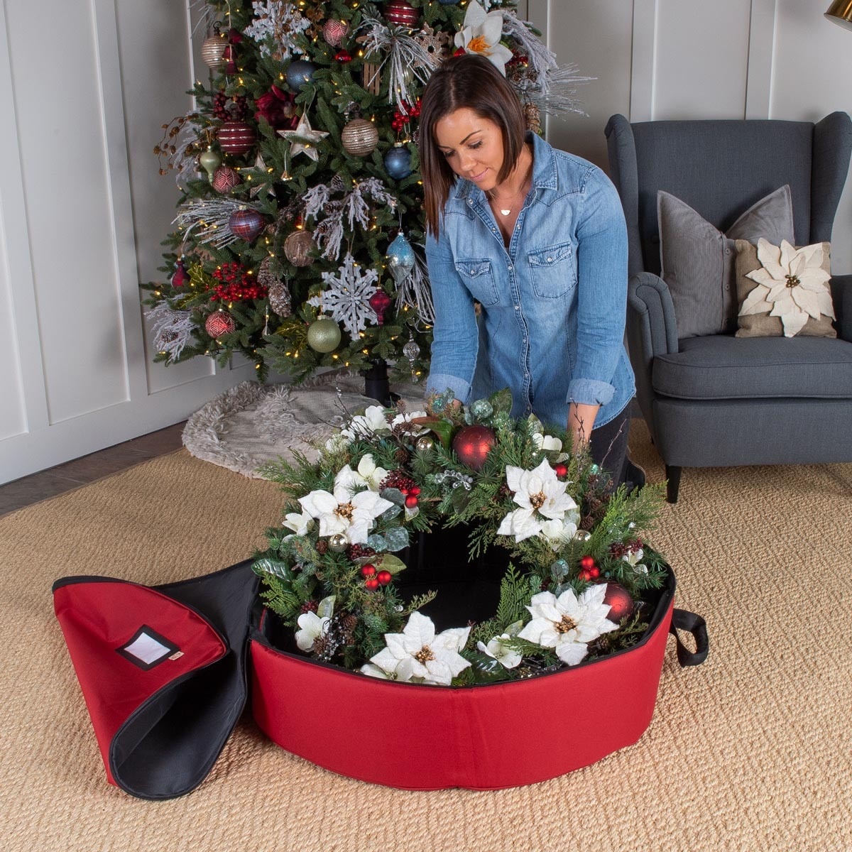 32 Inch (81 cm) Christmas Wreath Storage Bag With ID Holder