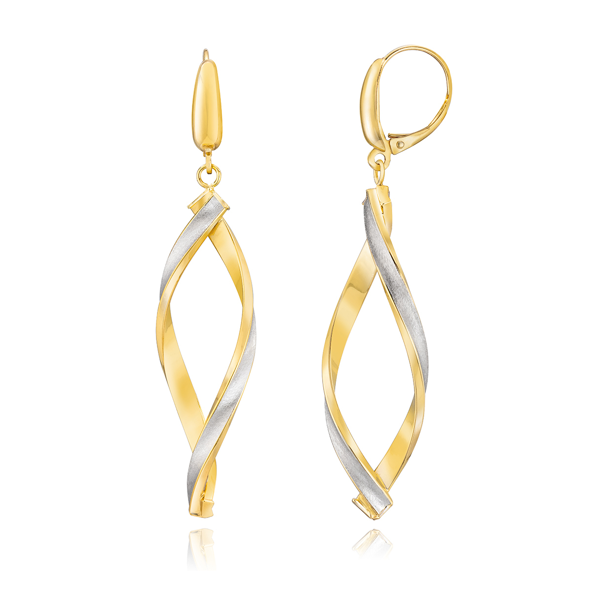 14ct Gold Two Tone Twisted Earrings