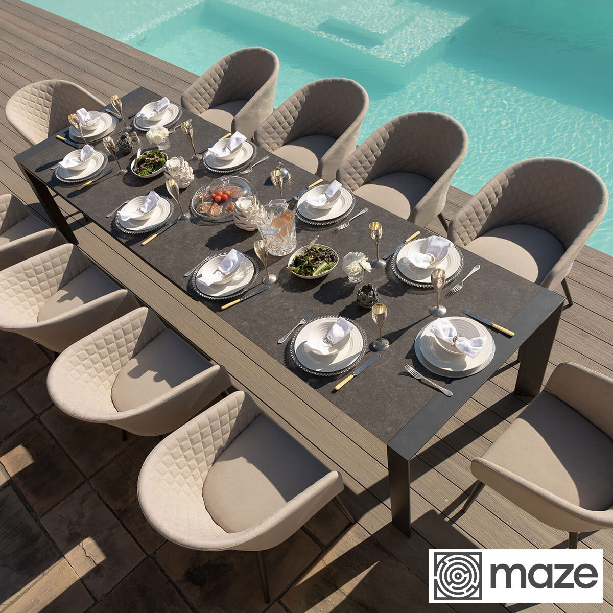 Maze Ambition 11pc Extending dining set - Fully extended (320cm)