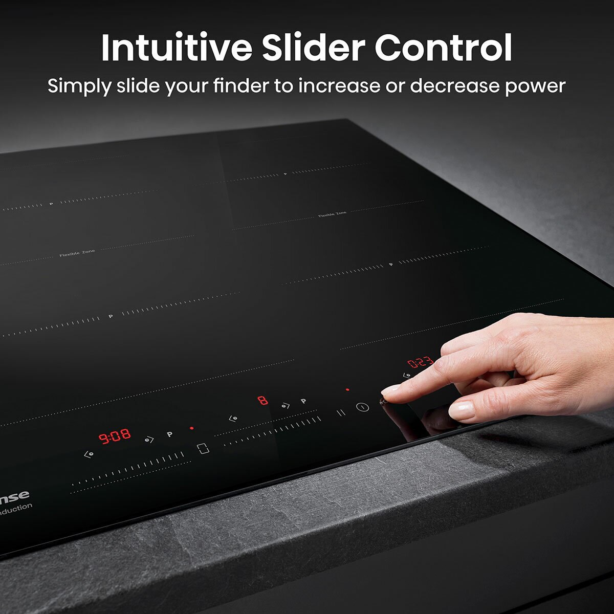 Hisense Hi6 HI6442BSCE 60cm Electric Induction Hob with Area Flex, in Black