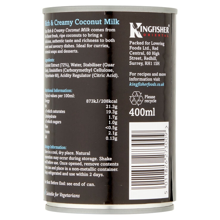 Kingfisher Oriental Coconut Milk, 6 x 400ml
