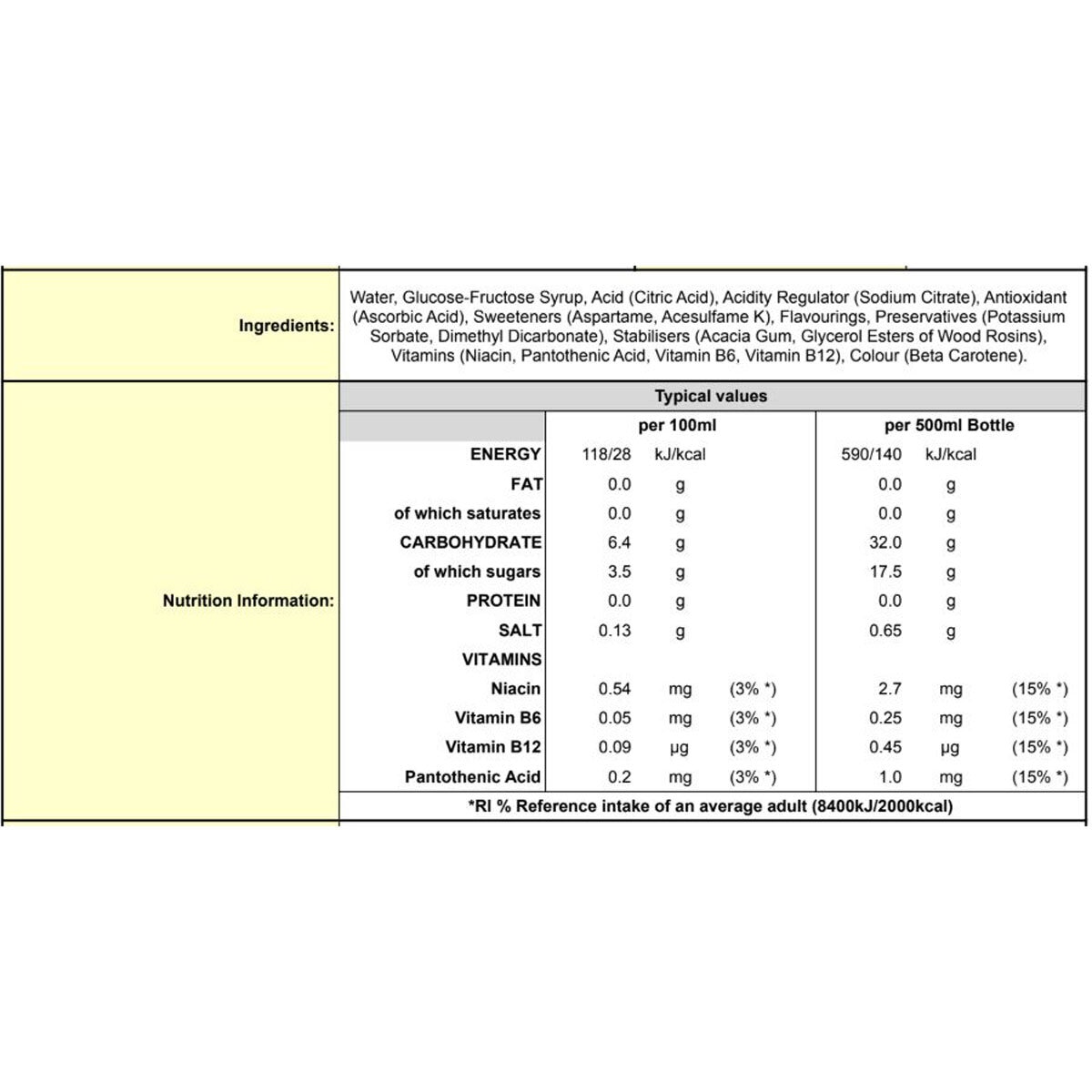 Nutritional Information