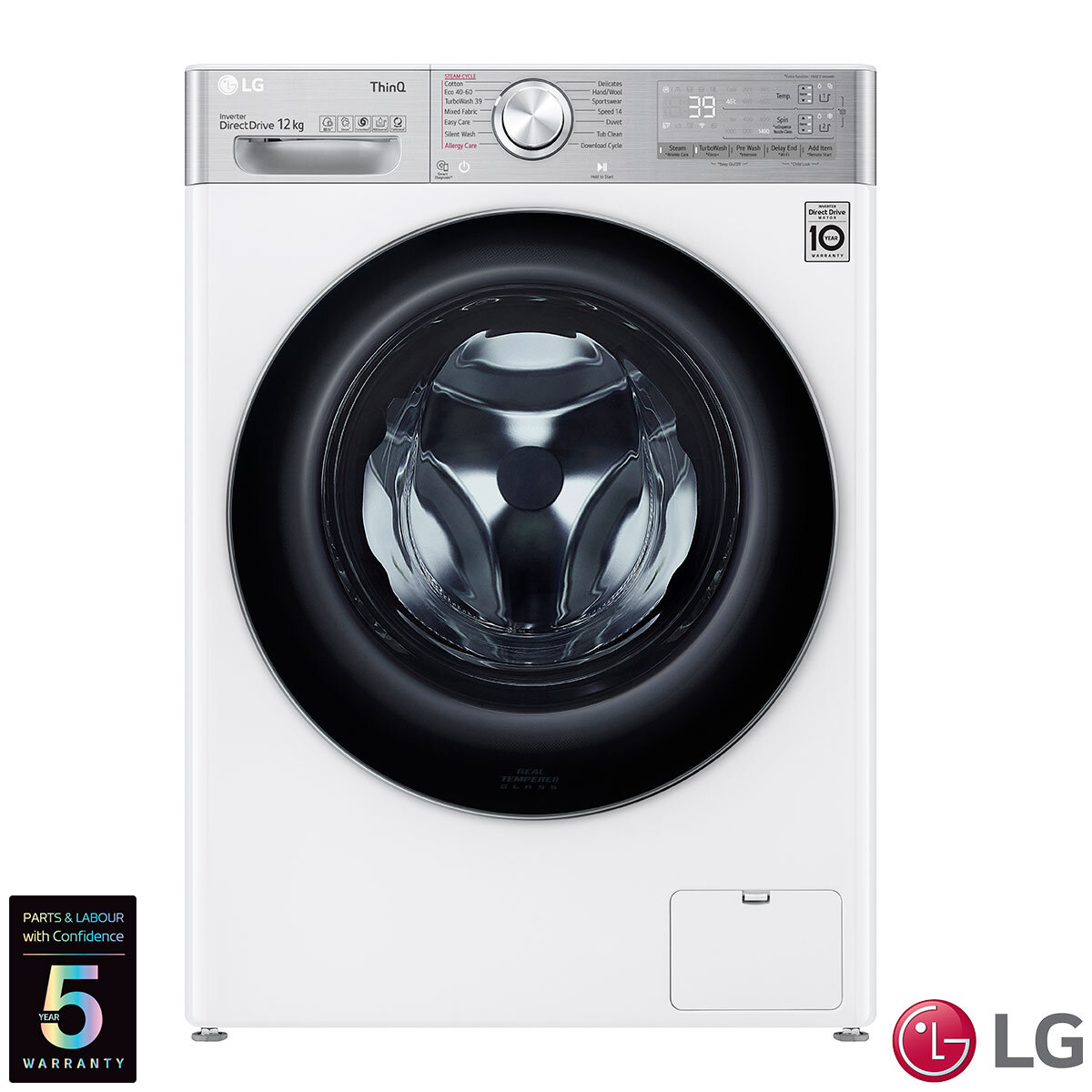 LG F4V1112WTSA, 12kg, 1400rpm, Washing Machine, A Rated i...