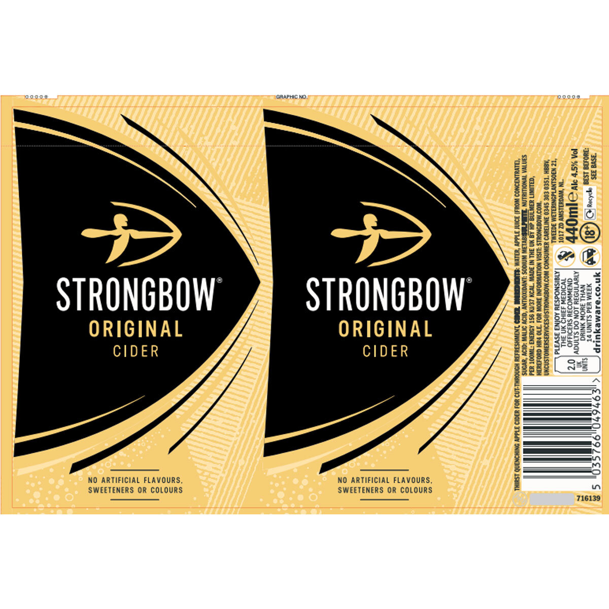 Strongbow Cider 440ml Can packaging template