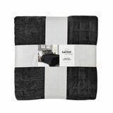 Safdie Crushed Velvet Black Throw , 234 x 244 cm