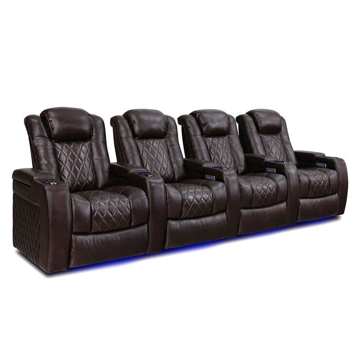 Valencia Home Theatre Seating Tuscany Row of 5 Chairs, Brown Valencia Home Theatre Seating Tuscany Row of 5 Chairs, Brown