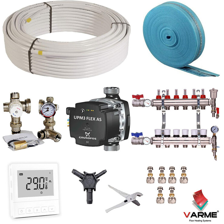 Varme Water Underfloor Heating System with Thermostat - 120m² (for an area up to 120m²) Varme Water Underfloor Heating System with Thermostat - 120m² (for an area up to 120m²)
