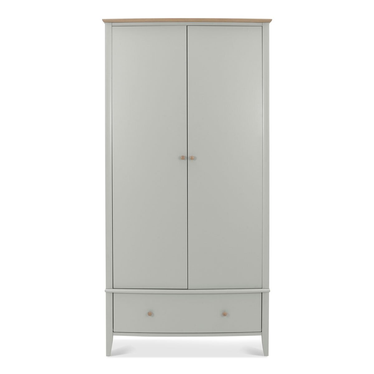 Bentley Designs Whitby Scandi Oak & Grey Double Wardrobe, Front View