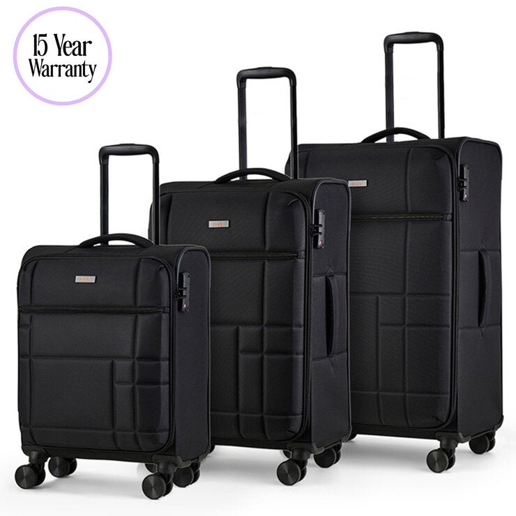Rock Tokyo Softshell Suitcase 3pc set in Black Rock Tokyo Softshell Suitcase 3pc set in Black