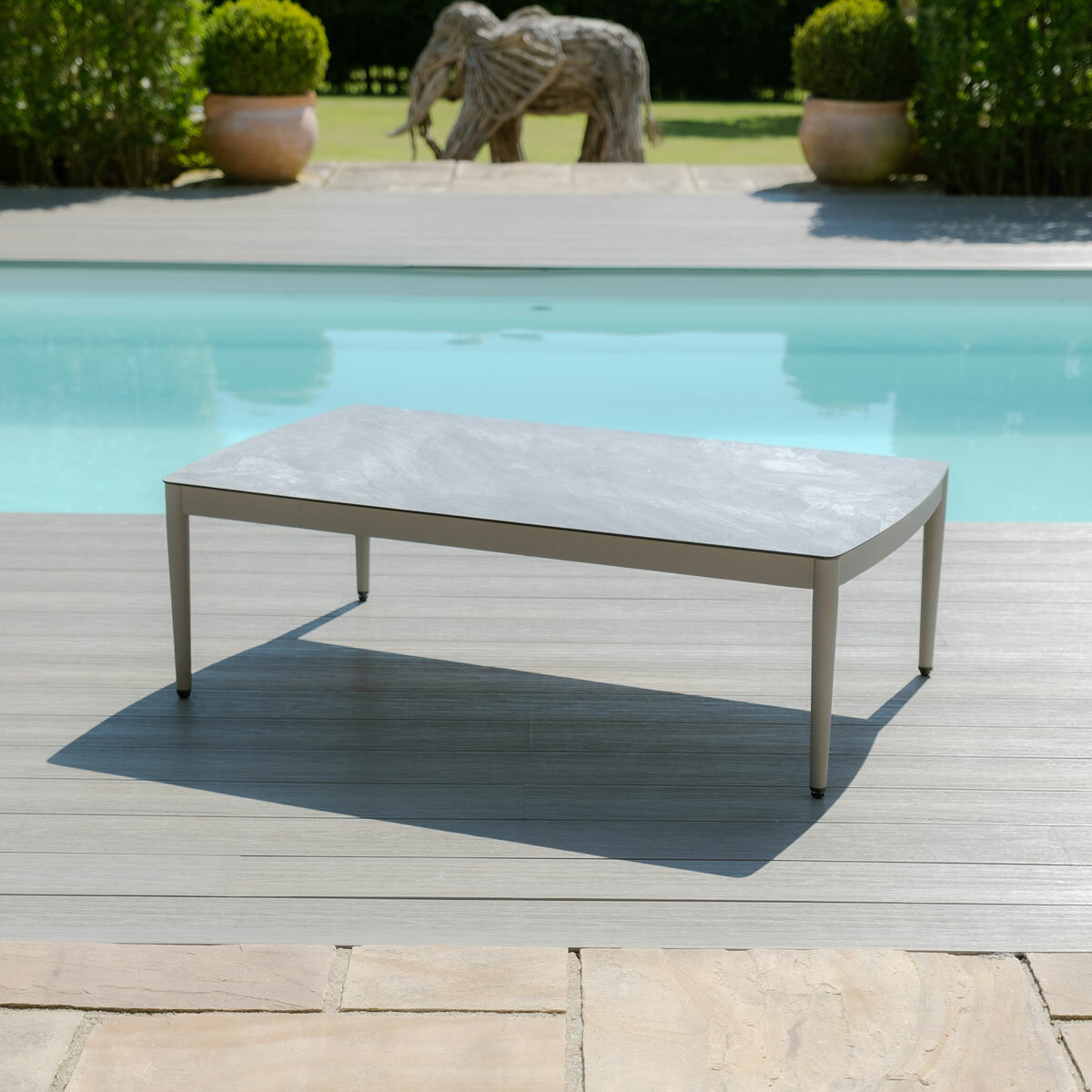 Maze Milan 4 Piece Deep Seating Patio Set in Cool Linen