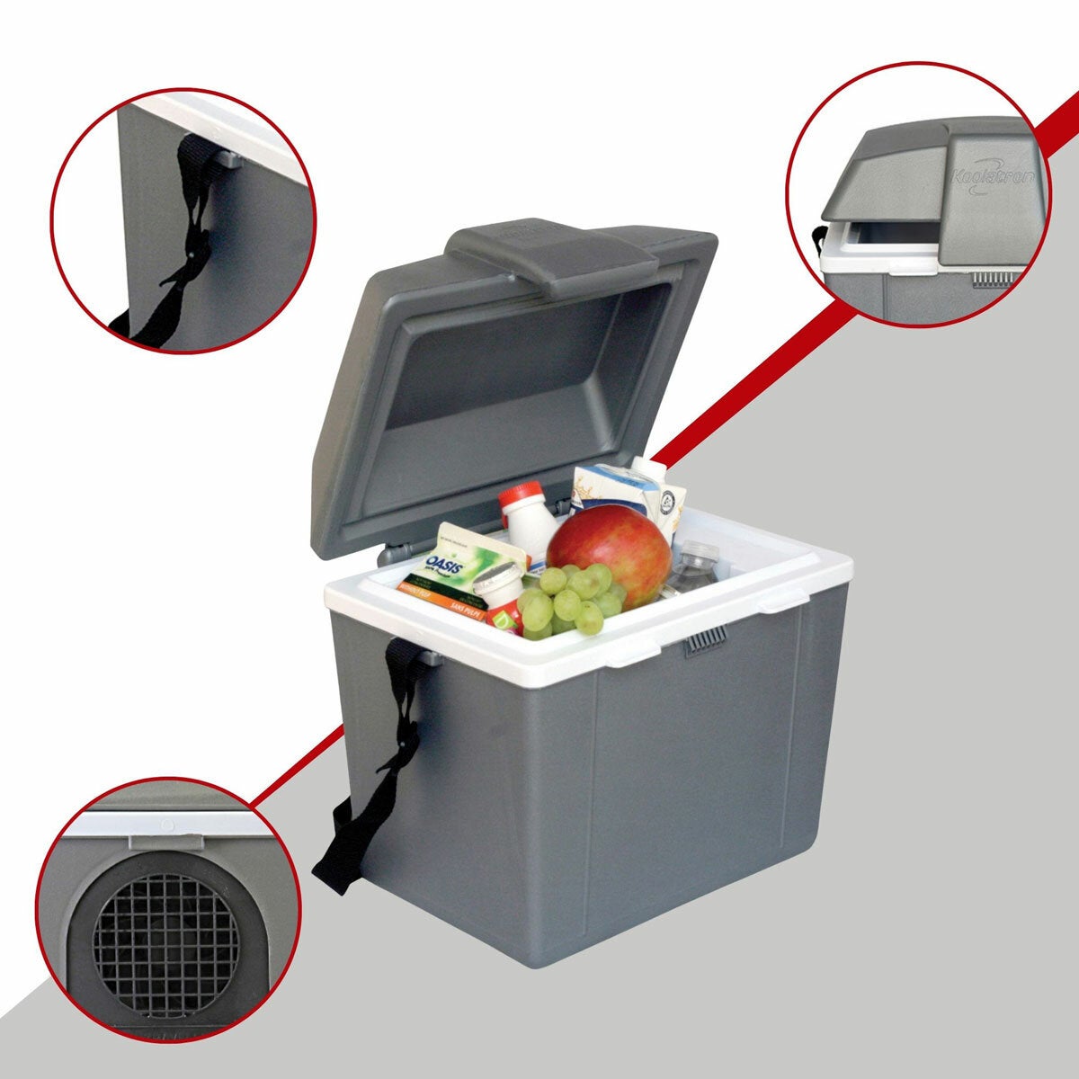 Koolatron 12V Electric Cooler 9L, Cool/Warm Box with Adjustable Strap in Grey Koolatron 12V Electric Cooler 9L, Cool/Warm Box with Adjustable Strap in Grey