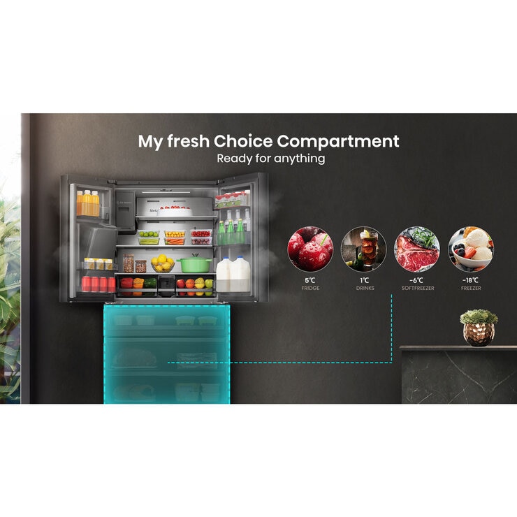 Hisense RF728N4SBFE, French Door Fridge Freezer, E Rated in Black