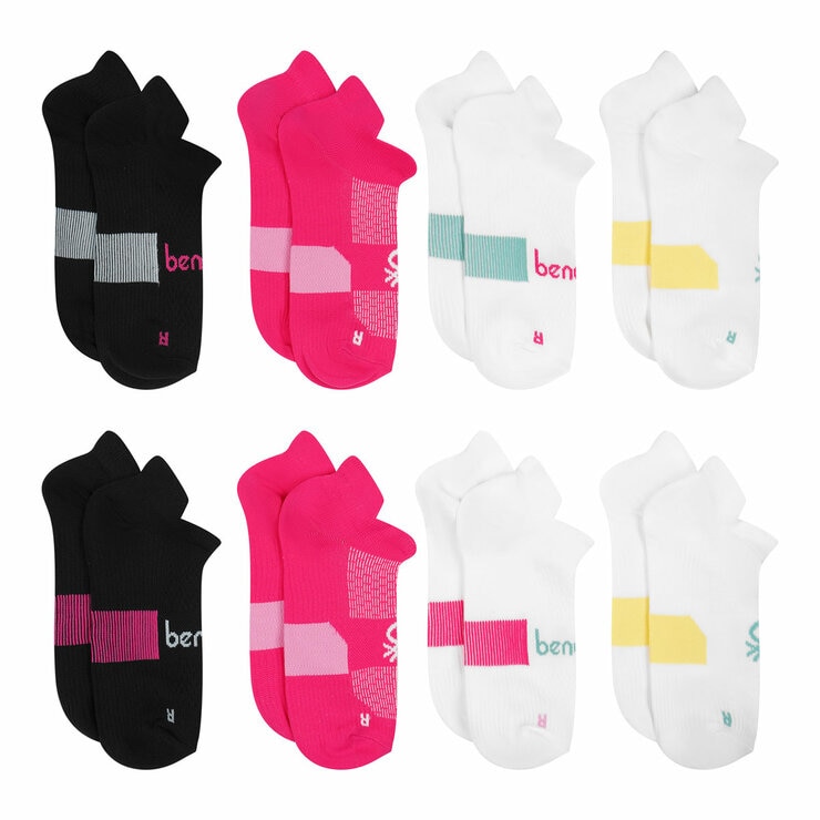 United Colors of Benetton Ladies Trainer Sock 8 Pack in Pink