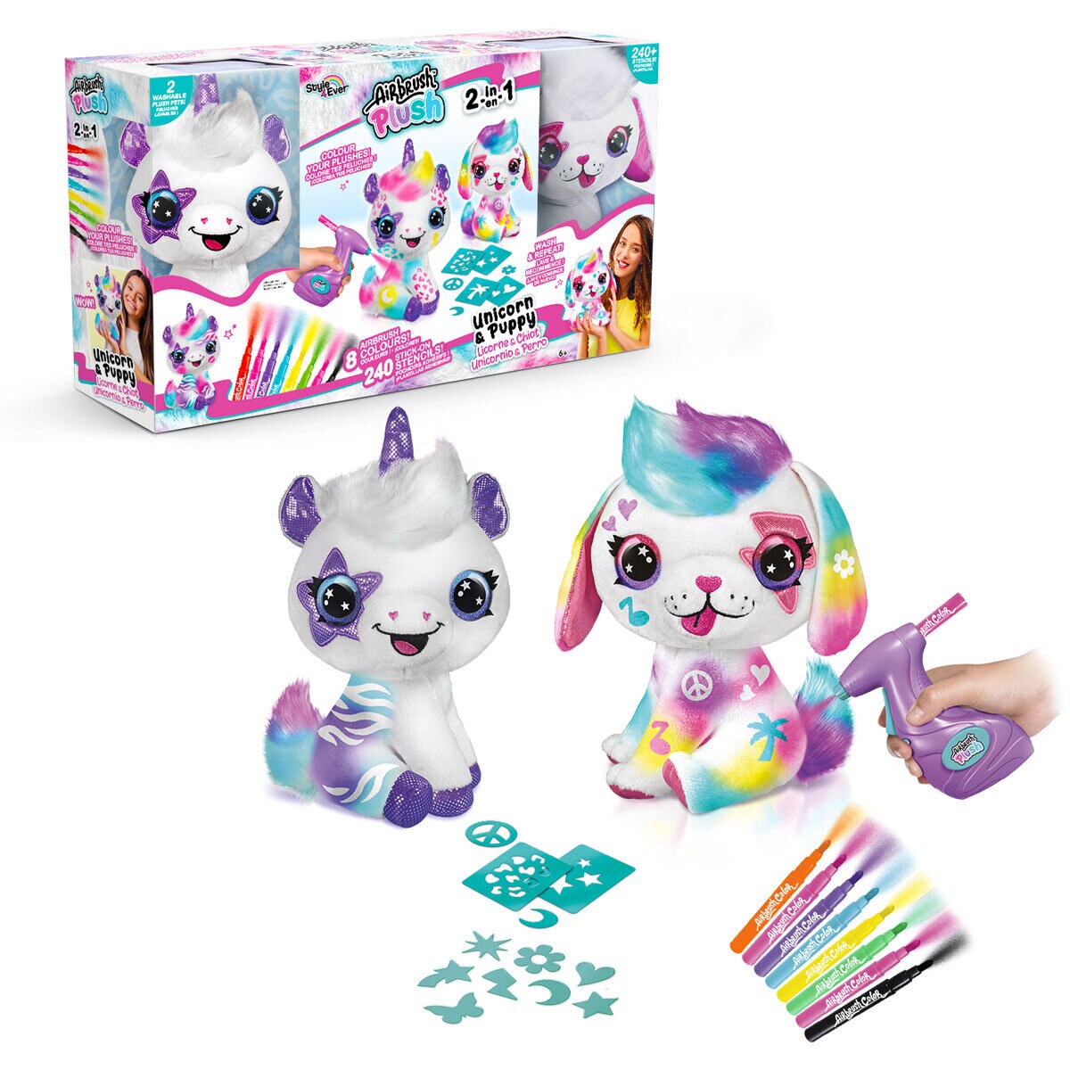 Airbrush Plush Unicorn & Puppy 2 Pack (6+ Years) | Costco UK