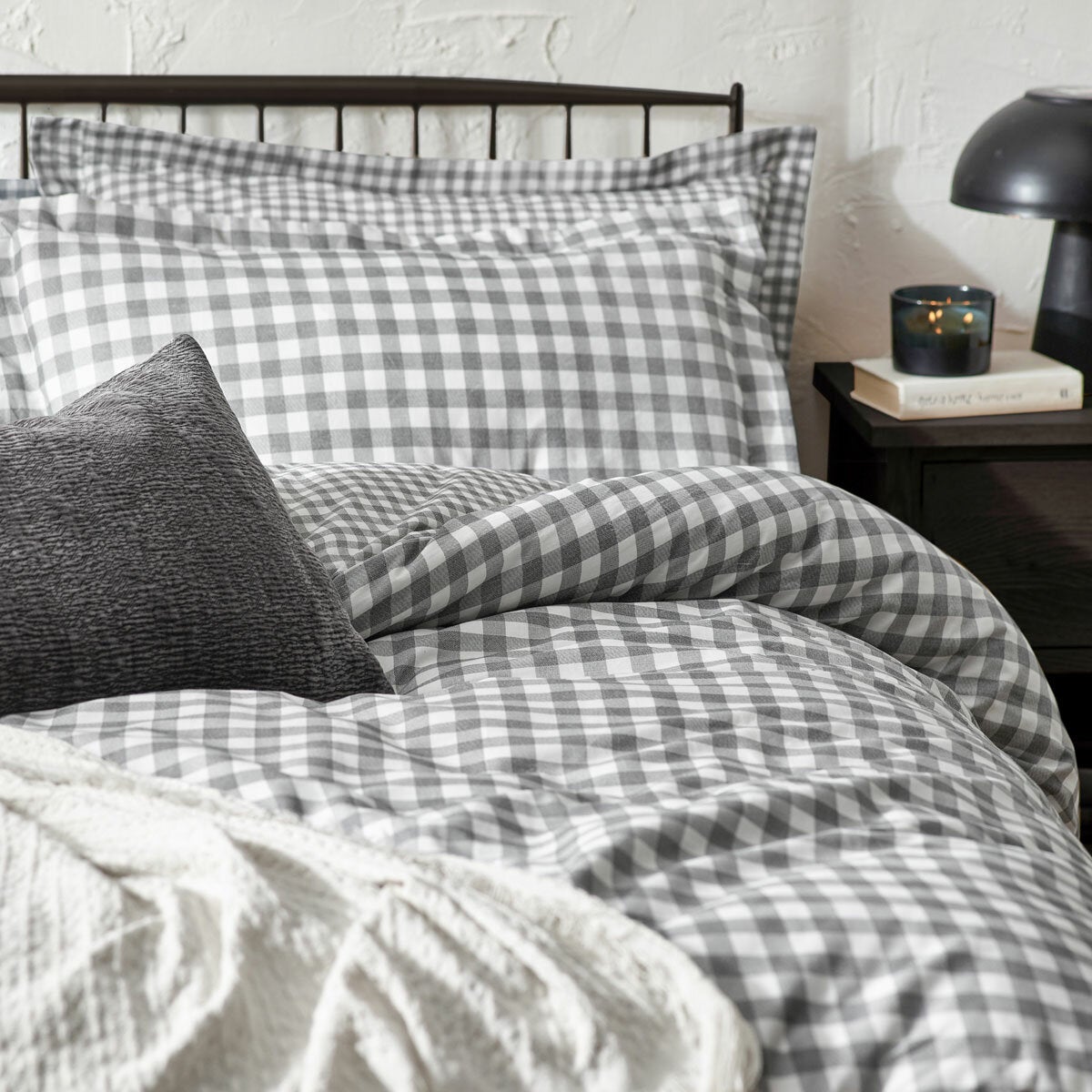 Yard Barton 100% Cotton Grey Gingham Duvet Cover Set in 4 Sizes Yard Barton 100% Cotton Grey Gingham Duvet Cover Set in 4 Sizes