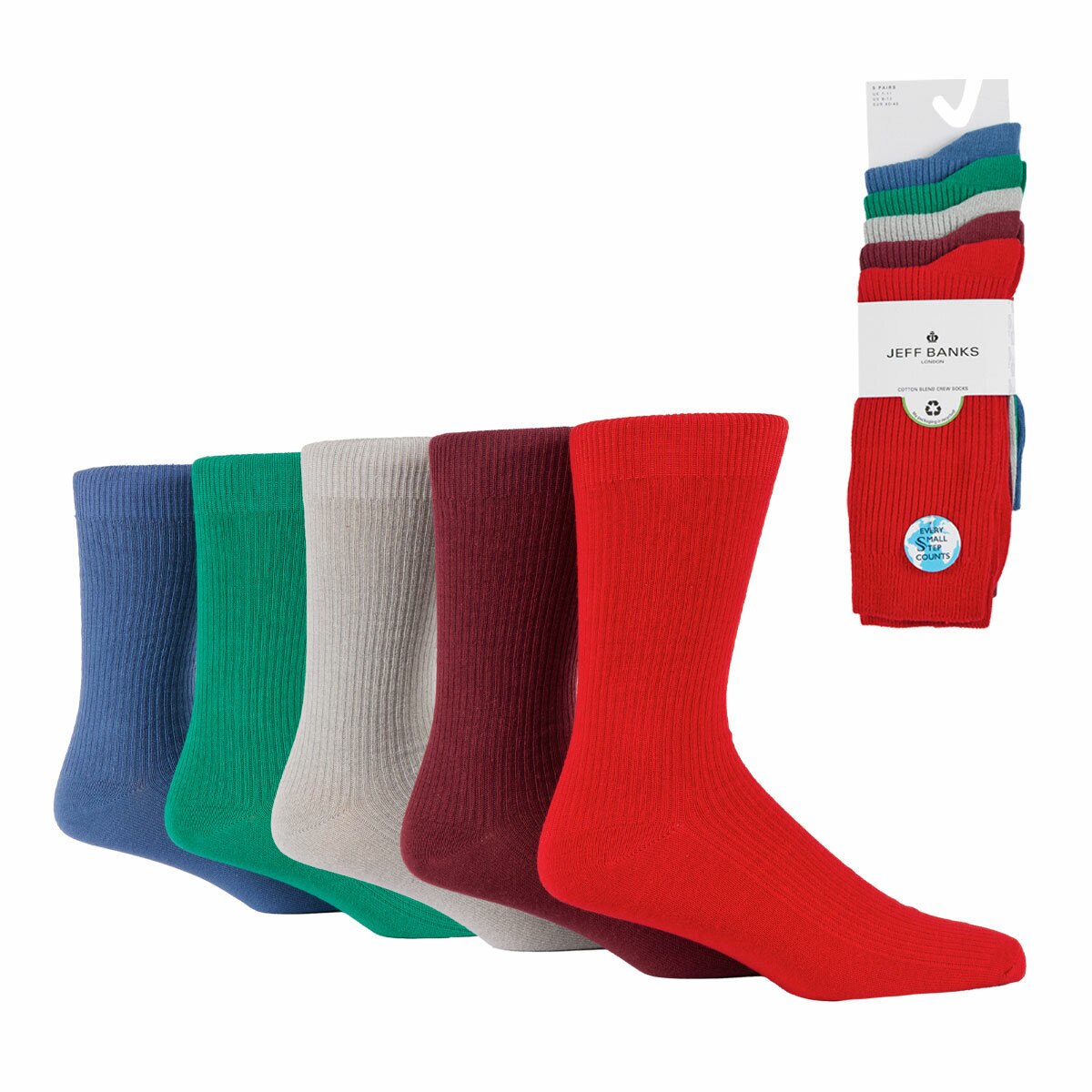Jeff Banks Men's Ribbed Sock 10 Pack in Red
