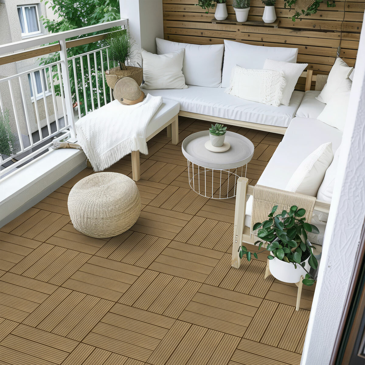 Golden Select Light Brown WPC Deck Tiles - 0.72m² Per Pack Golden Select Light Brown WPC Deck Tiles - 0.72m² Per Pack
