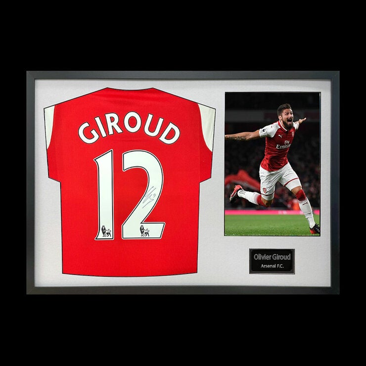 Olivier Giroud Signed Framed Arsenal Football Shirt including 1 Photo in 2 Options: White or Black